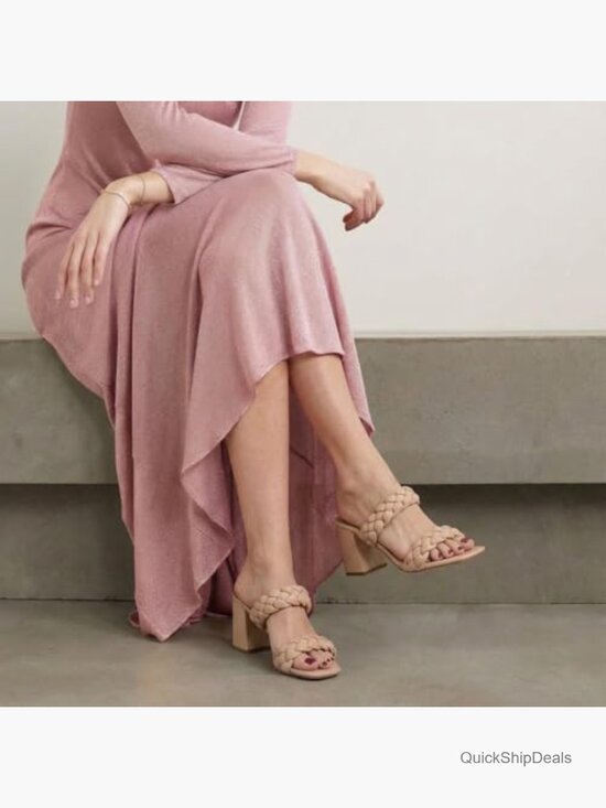 Braided Vegan Leather Heel Sandal with Memory Foam Insole main image 0